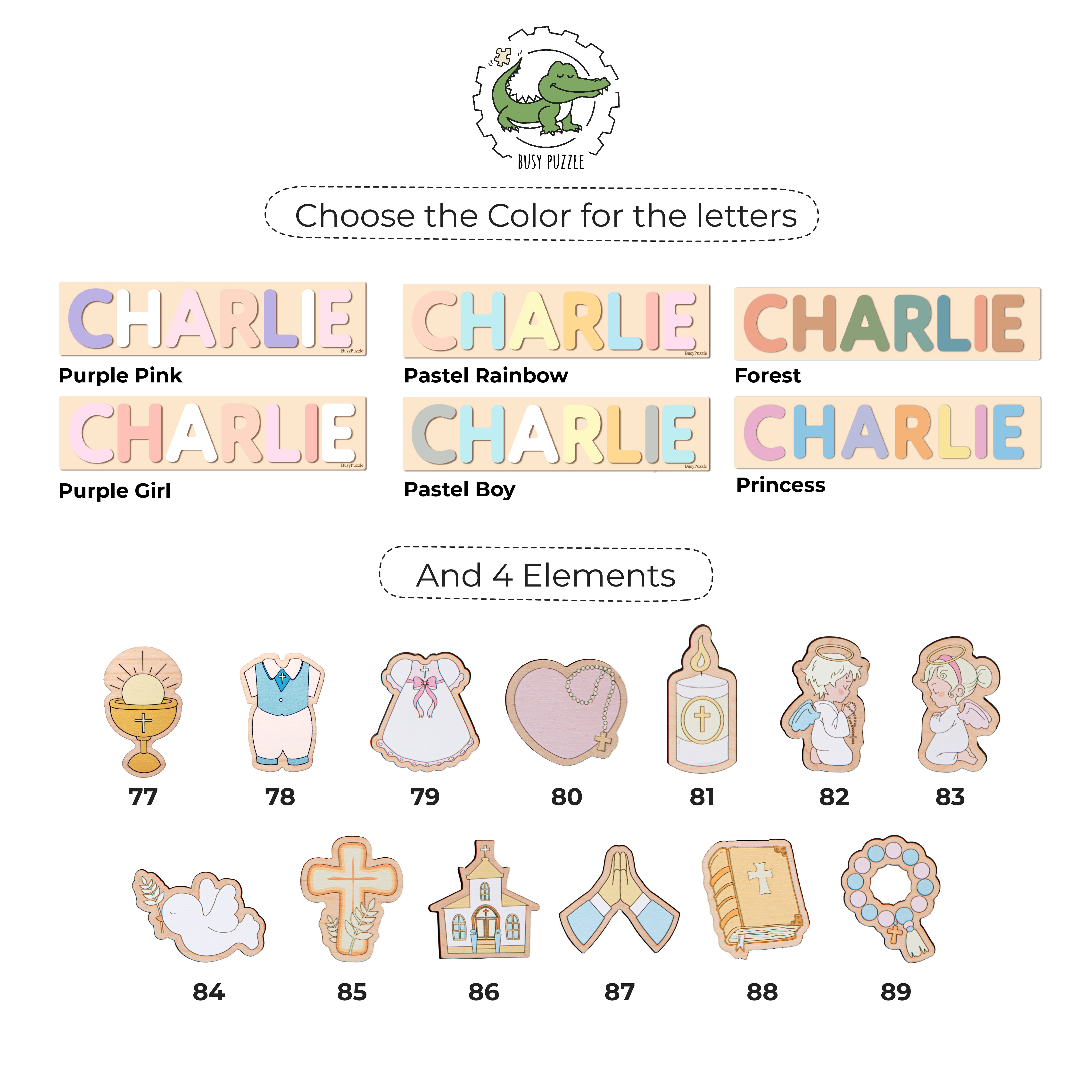 Baby Name Puzzle for Dedication – Christian Nursery Gift  Busypuzzle