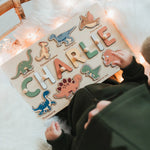 Dinosaur Name Puzzle - Wooden Busy Board for Toddlers Wooden Name Puzzles Busypuzzle