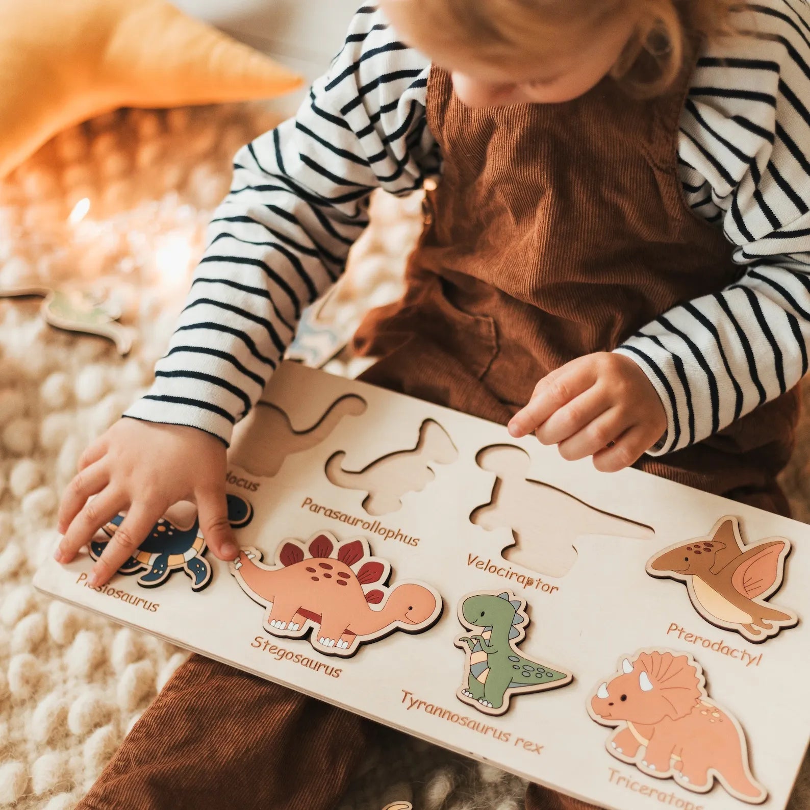 Dinosaur Name Puzzle - Wooden Busy Board for Toddlers Wooden Name Puzzles Busypuzzle