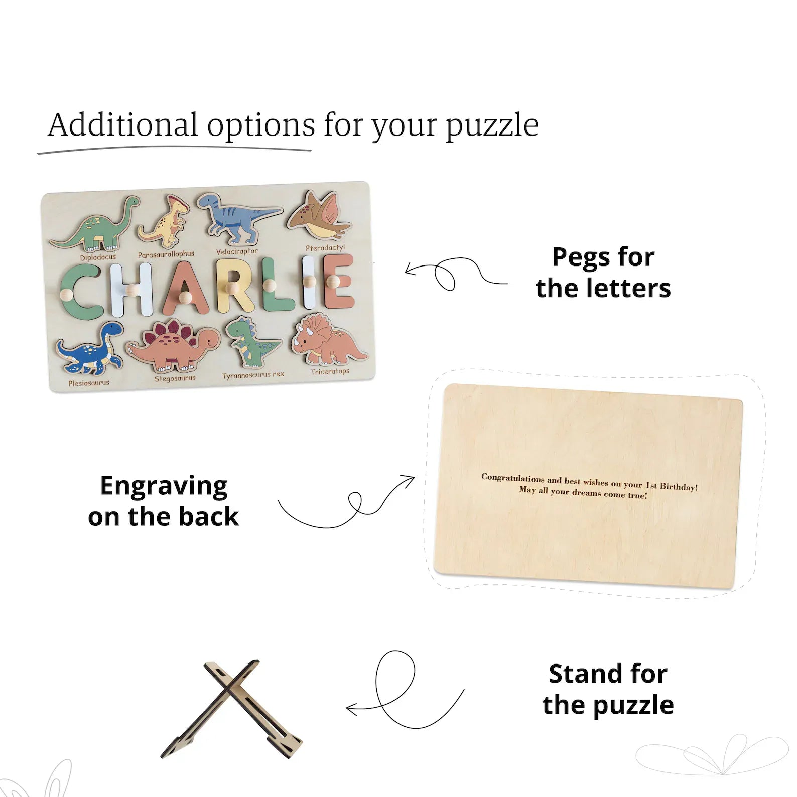 Dinosaur Name Puzzle - Wooden Busy Board for Toddlers Wooden Name Puzzles Busypuzzle