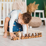 Personalized wooden name train – custom gift for toddlers