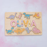Dinosaur Name Puzzle - Wooden Busy Board for Toddlers