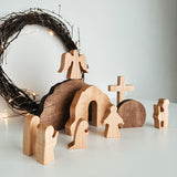 Handcrafted wooden Resurrection Scene depicting the empty tomb and angel, perfect for Easter decor