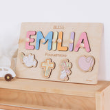 Wooden name puzzle – personalized baptism gift for boys and girls