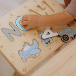 Children's Personalized Step Stool with Puzzle Personalized Wooden Decor Busypuzzle