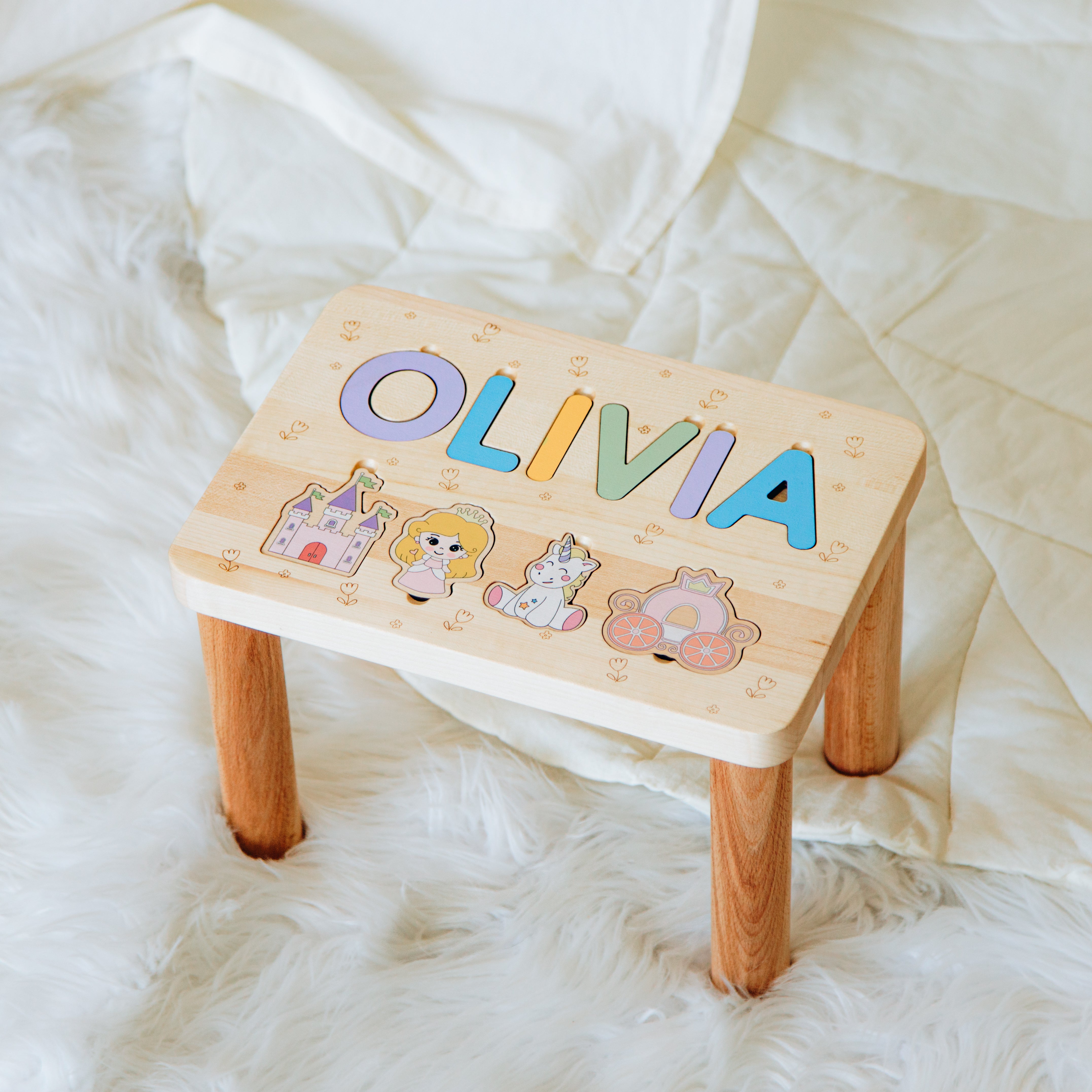 Personalized Toddler Step Stool Personalized Wooden Decor Busypuzzle