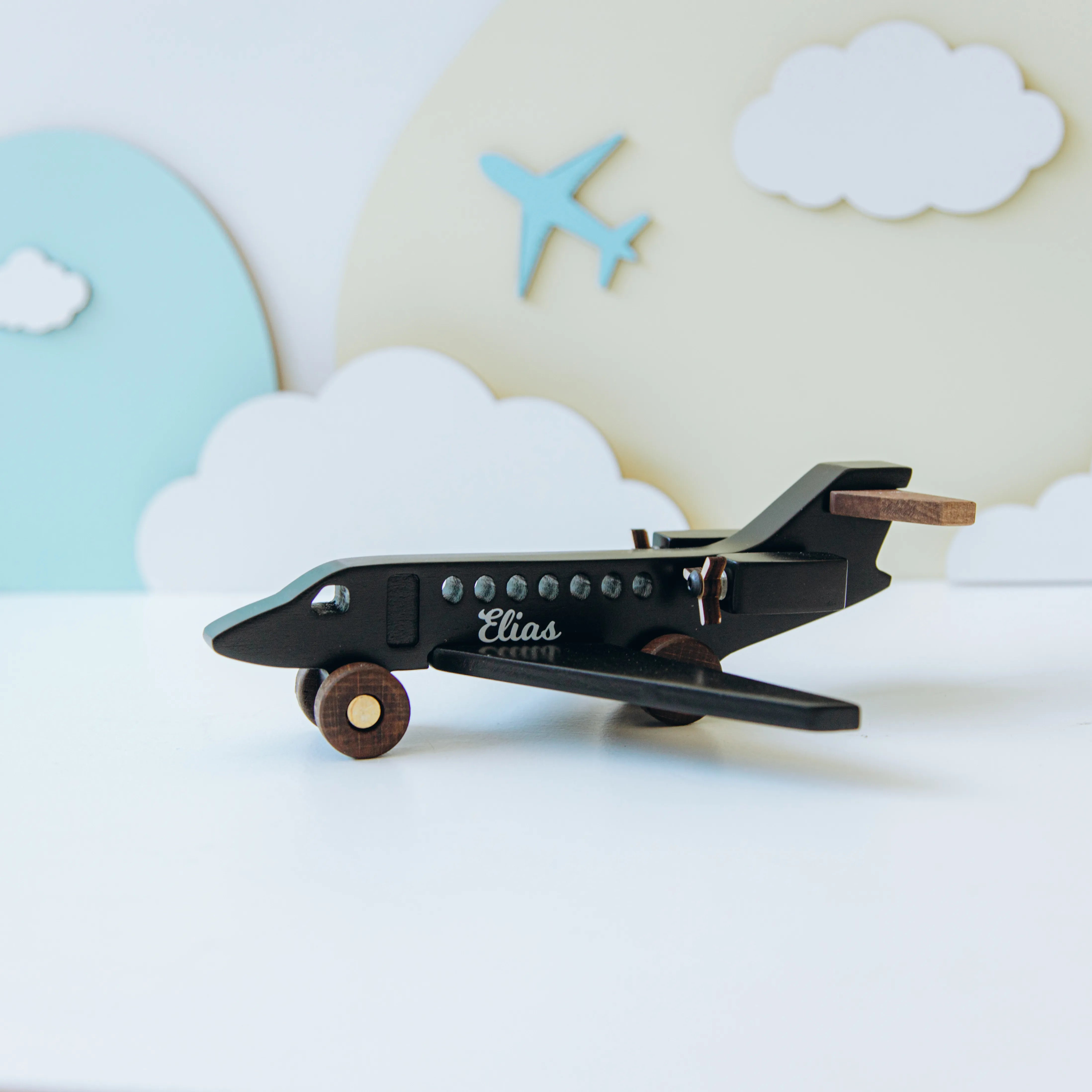 Personalized wooden plane toy – custom name airplane for toddlers