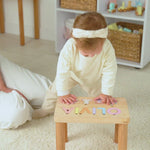 Children's Personalized Step Stool with Puzzle Personalized Wooden Decor Busypuzzle