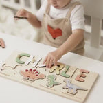 Dinosaur Name Puzzle - Wooden Busy Board for Toddlers Wooden Name Puzzles Busypuzzle