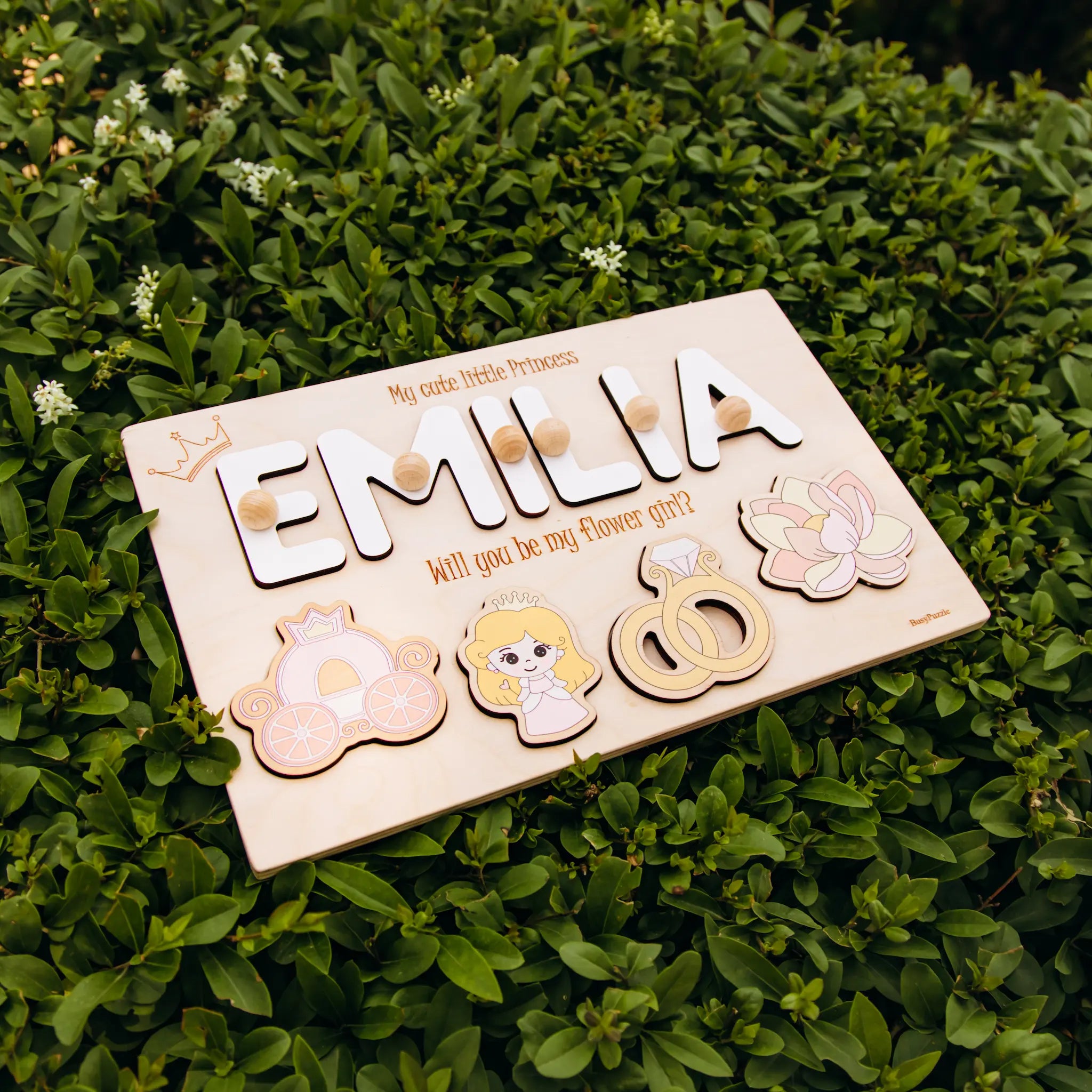 Personalized Flower Girl Proposal Wooden Name Puzzle Wooden Busy Boards Busypuzzle