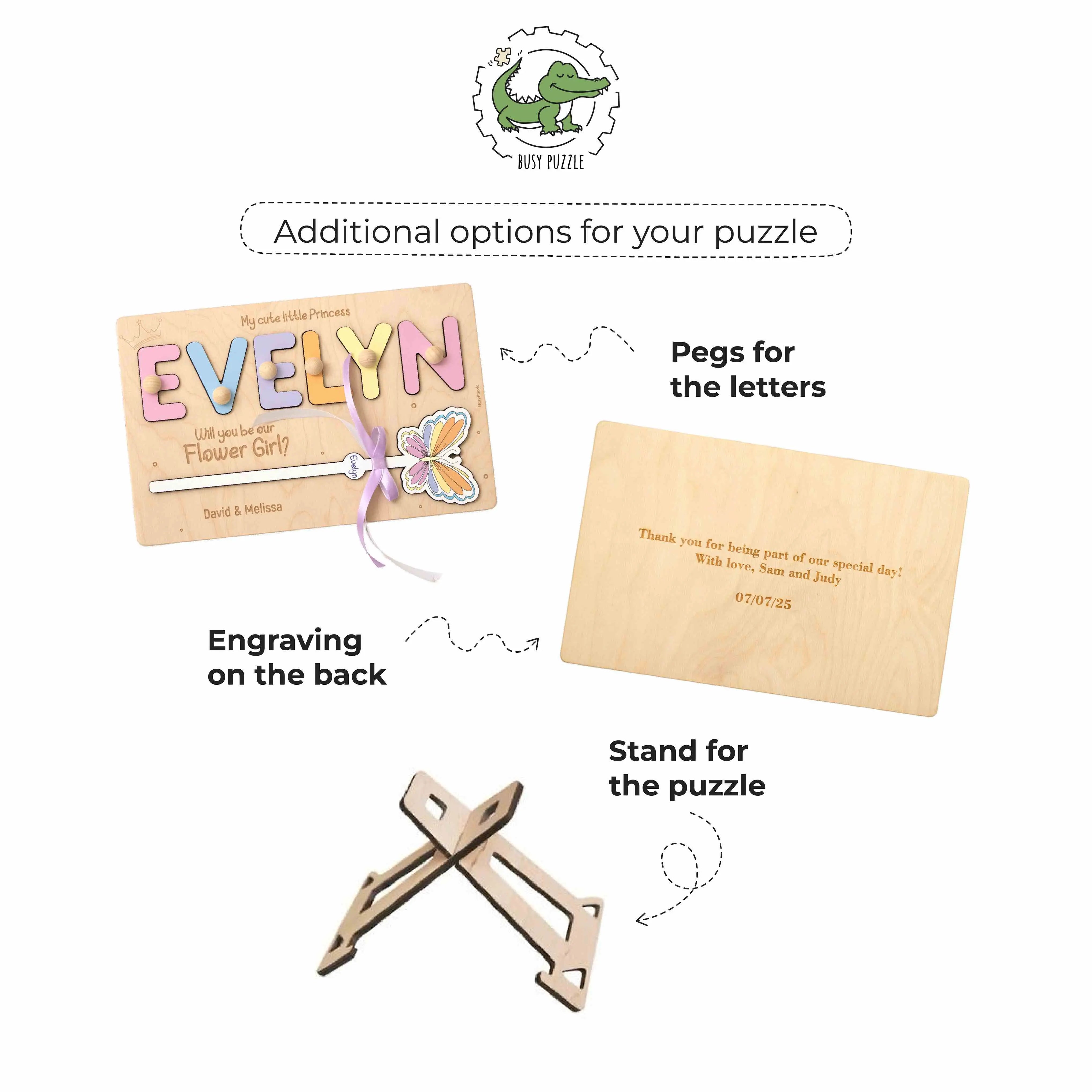 Personalized Flower Girl Invitation Puzzle – Custom Will You Be My Flower Girl Gift with Name  Busypuzzle