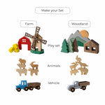 Montessori Wooden Thematic Play Set with Personalized Toy Car Eco-Friendly Wooden Trains Busypuzzle