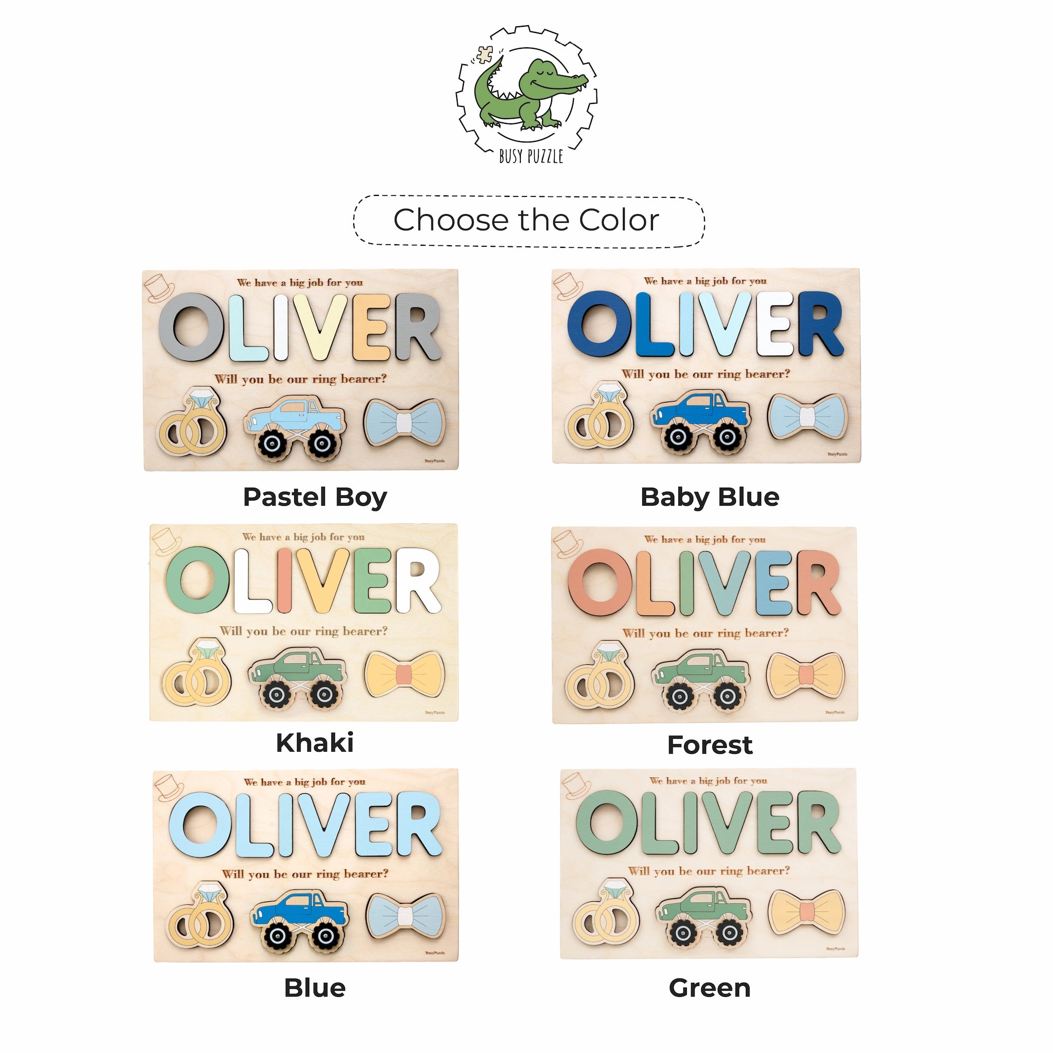 Personalized Ring Bearer Proposal Wooden Name Puzzle Wooden Busy Boards Busypuzzle