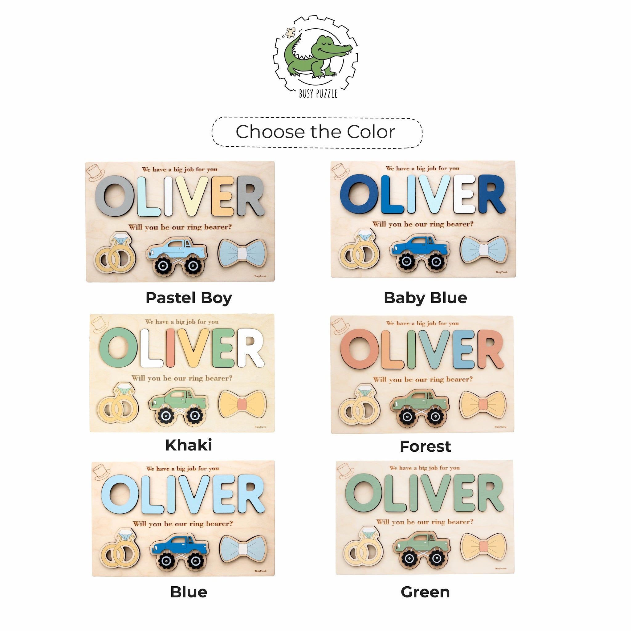 Personalized Ring Bearer Proposal Wooden Name Puzzle Wooden Busy Boards Busypuzzle
