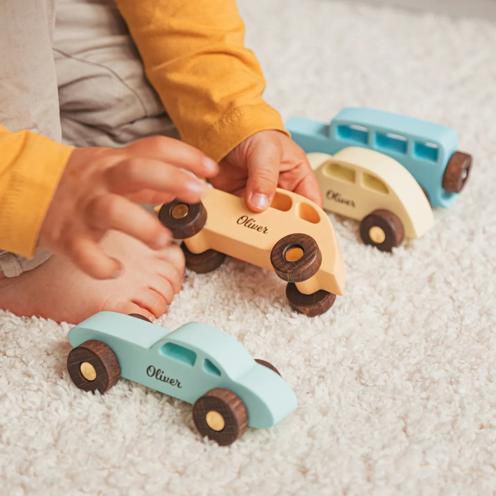 Wooden Colored Cars - Personalized Wooden Vehicle Toy Wooden Cars Busypuzzle