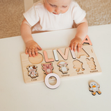 Personalized Montessori Name Puzzle with Animals