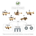 Wooden Planes and Helicopters - Wooden Airport Eco-Friendly Wooden Vehicles Busypuzzle