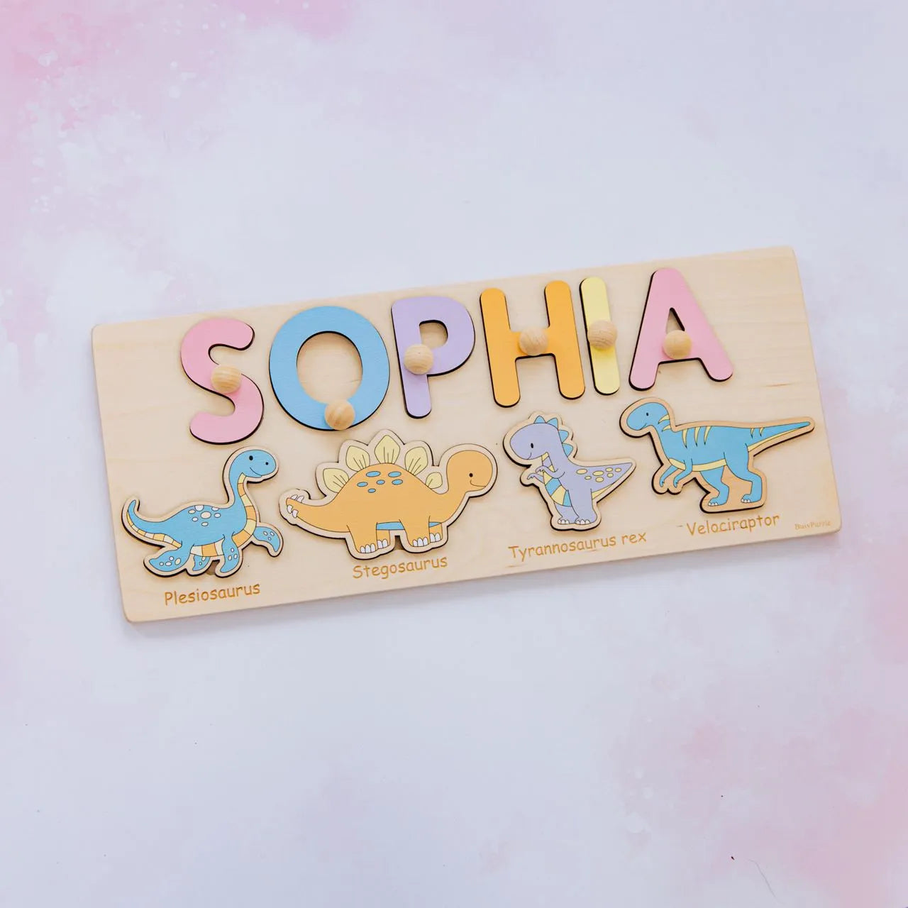 Dinosaur Name Puzzle - Wooden Busy Board for Toddlers Wooden Name Puzzles Busypuzzle