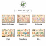 Personalized Name Busy Board for Toddlers – Wooden Montessori Sensory Toy
