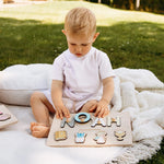 Personalized Baptism Gift for Baby Boy – Custom Wooden Name Puzzle Board with Christian Elements  Busypuzzle