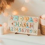 Personalized Wooden Name & Number Puzzle - Montessori Educational Math Board Wooden Busy Boards Busypuzzle