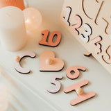 Personalized Wooden Name & Number Puzzle - Montessori Educational Math Board