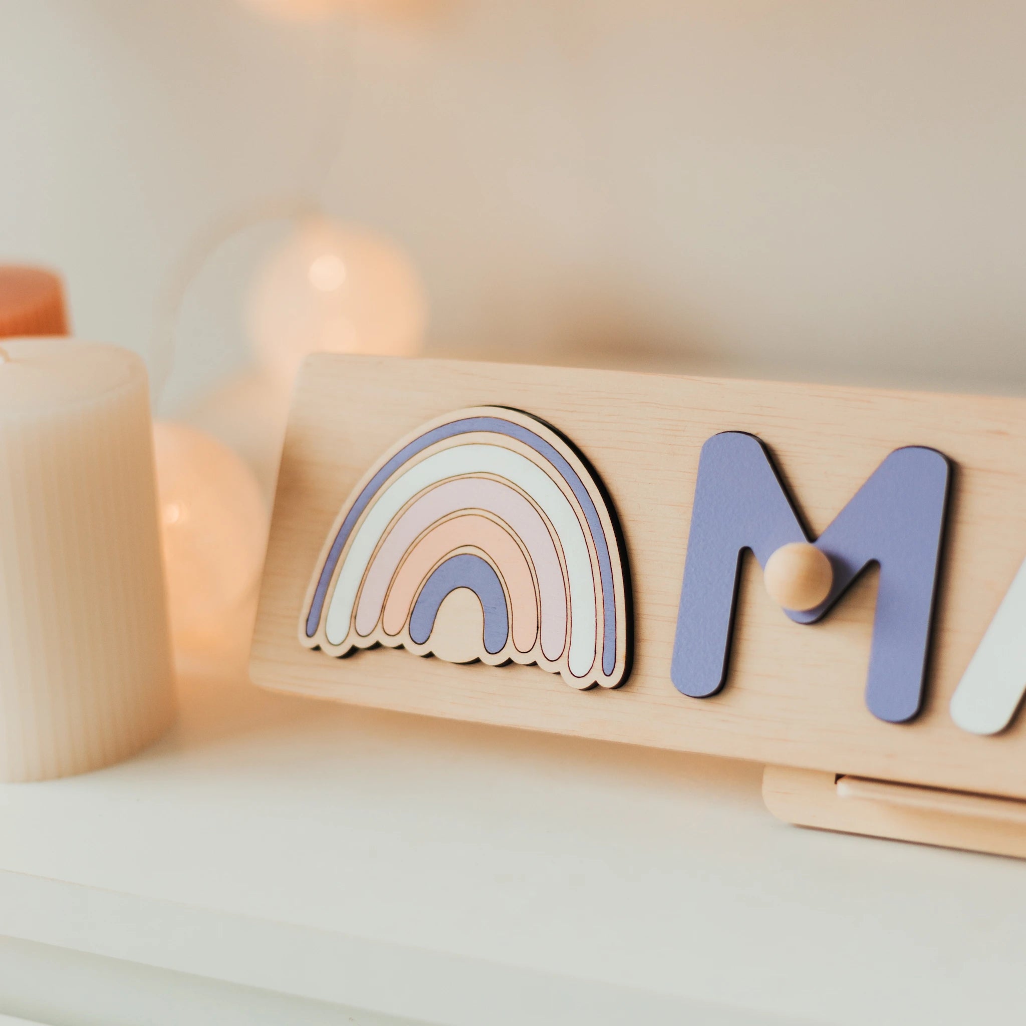 Personalized Rainbow Wooden Name Puzzle – Rainbow Baby Gift Wooden Name Puzzles Busypuzzle