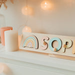 Personalized Rainbow Wooden Name Puzzle – Rainbow Baby Gift Wooden Name Puzzles Busypuzzle