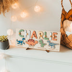 Dinosaur Name Puzzle - Wooden Busy Board for Toddlers Wooden Name Puzzles Busypuzzle