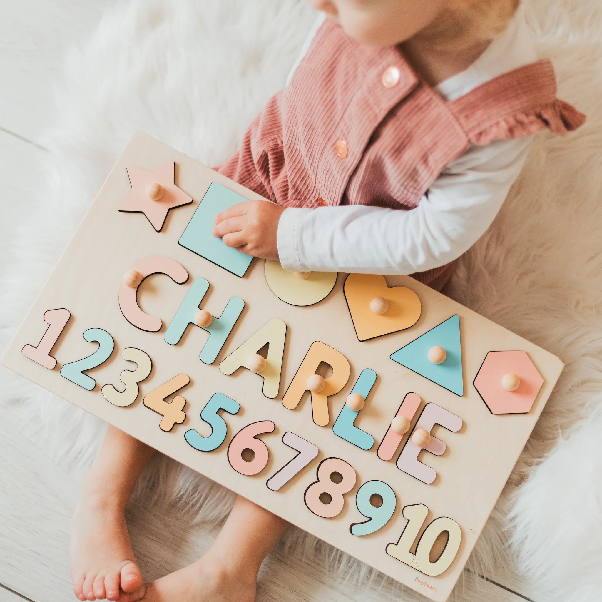 Personalized Wooden Name & Number Puzzle - Montessori Educational Math Board Wooden Busy Boards Busypuzzle