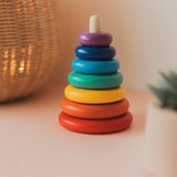 Custom Wooden Montessori Set – Rainbow Stacker, Pyramid & Abacus
