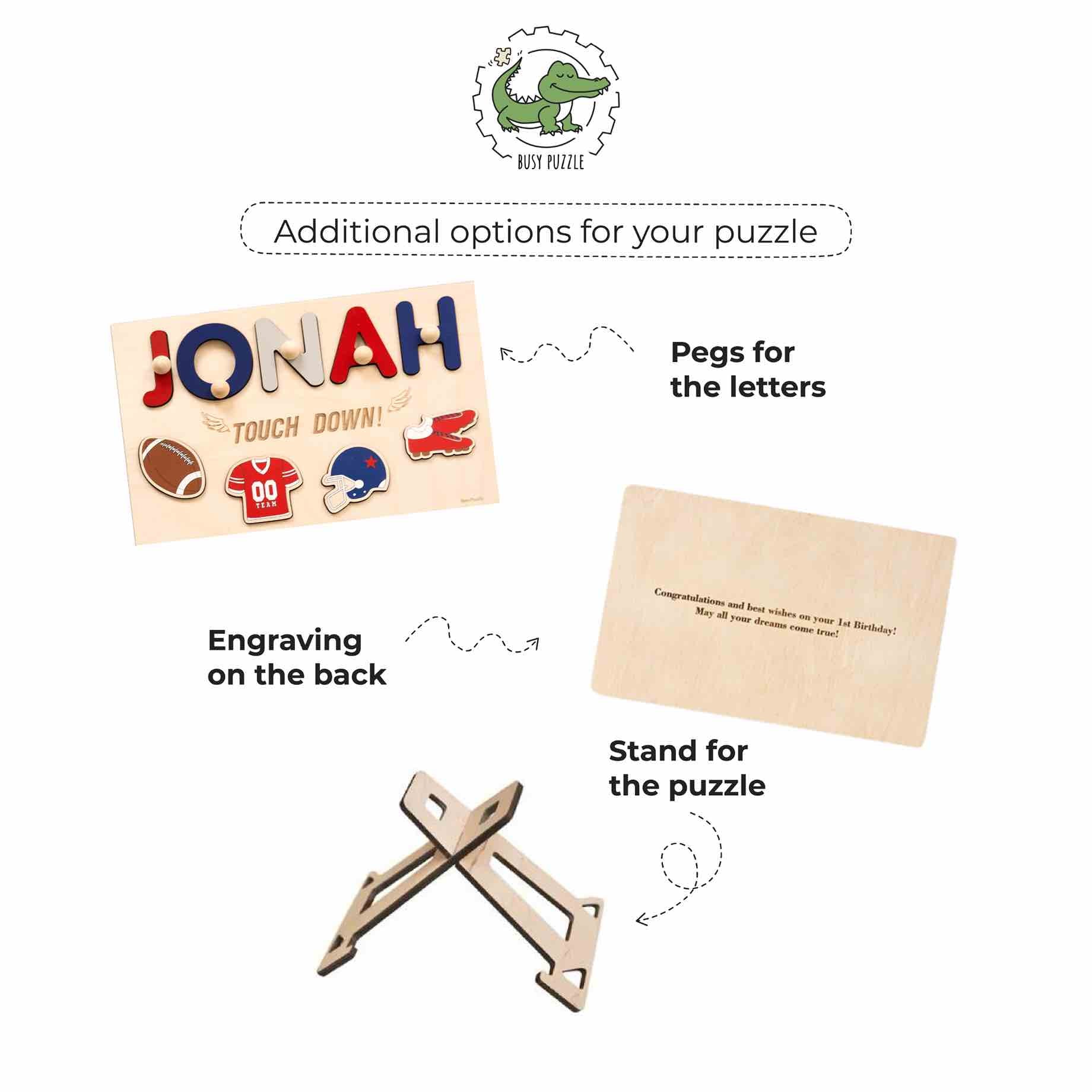 Custom Sports Theme Name Puzzle – First Birthday Keepsake for Boys and Girls Personalized children's products Busypuzzle