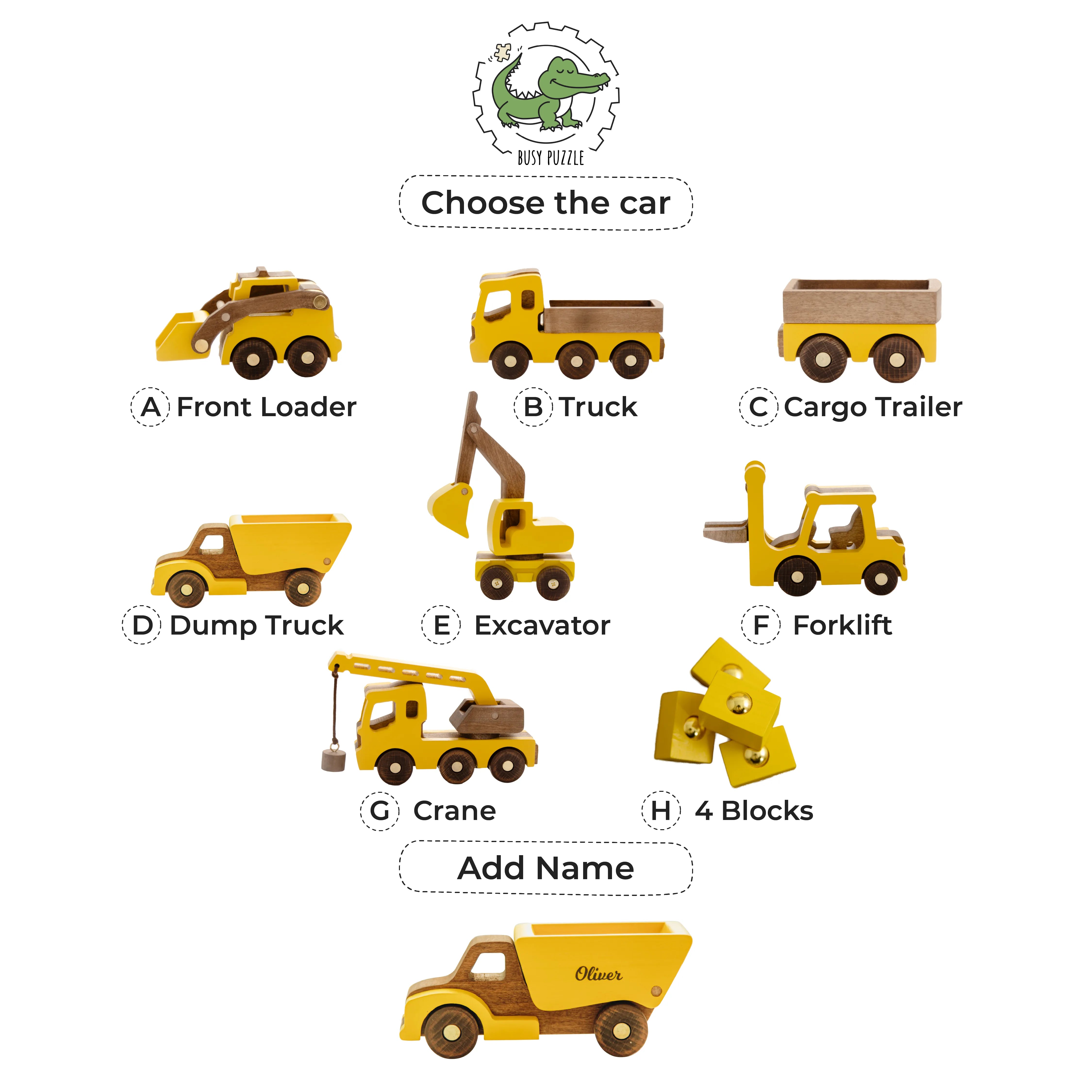 Construction Toy Vehicle Wooden Cars Busypuzzle