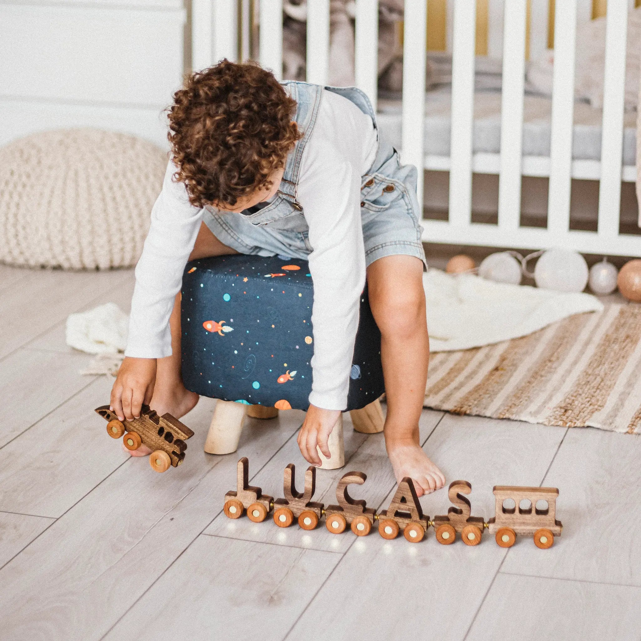 Personalized Wooden Name Train – Natural Nursery Decor & Gift Eco-Friendly Wooden Trains Busypuzzle