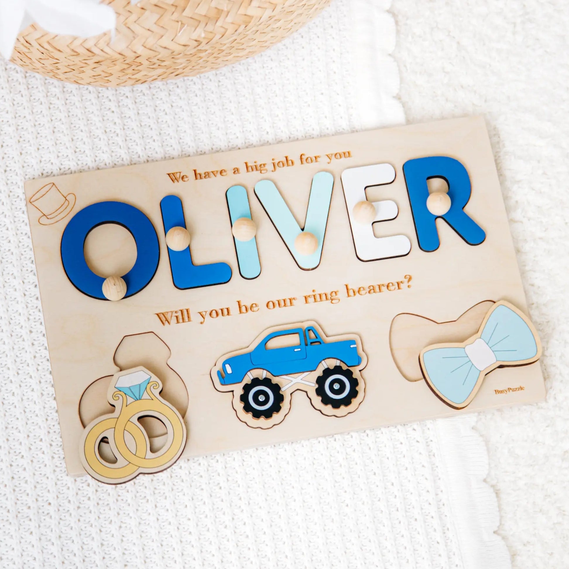 Personalized Ring Bearer Proposal Wooden Name Puzzle