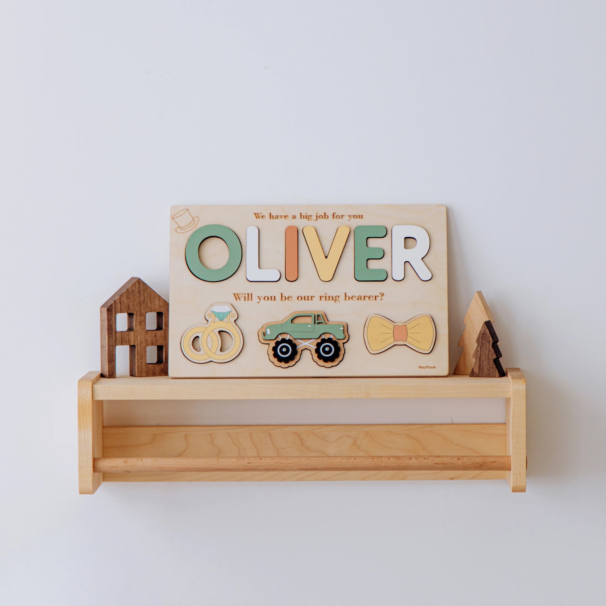 Personalized Ring Bearer Proposal Wooden Name Puzzle Wooden Busy Boards Busypuzzle