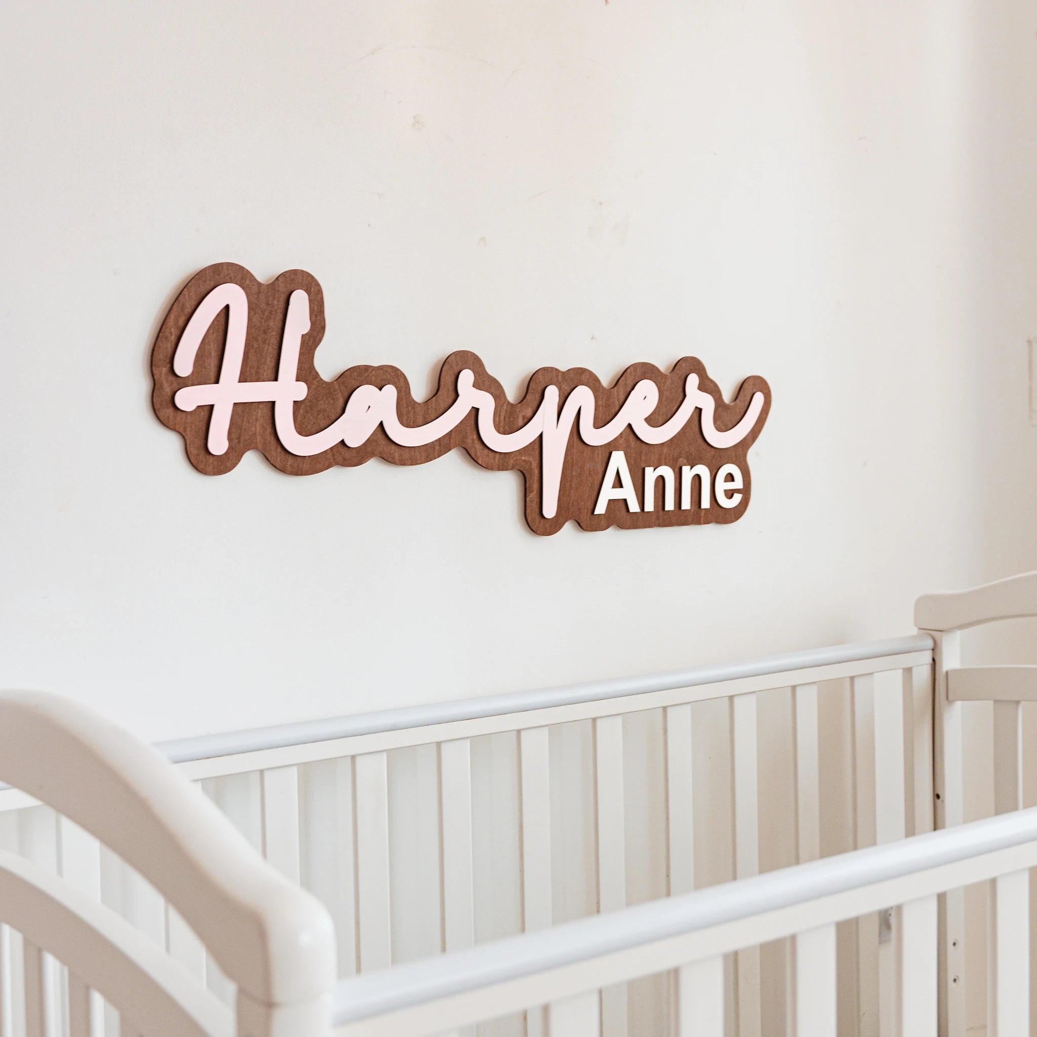 Custom Dark Wood Nursery Name Sign – Personalized Baby Wall Decor Personalized Wooden Decor Busypuzzle