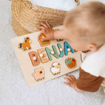 Personalized Farm Name Puzzle with Tractor and Animals – Wooden Montessori Toy for Toddlers and Kids Montessori Toys for Kids Busypuzzle