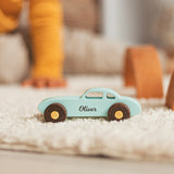 Engraved name wooden cars – vibrant vehicle toys for preschoolers