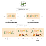 Toddler Step Stool with Name Puzzle – Farm Animal Theme – Montessori Furniture