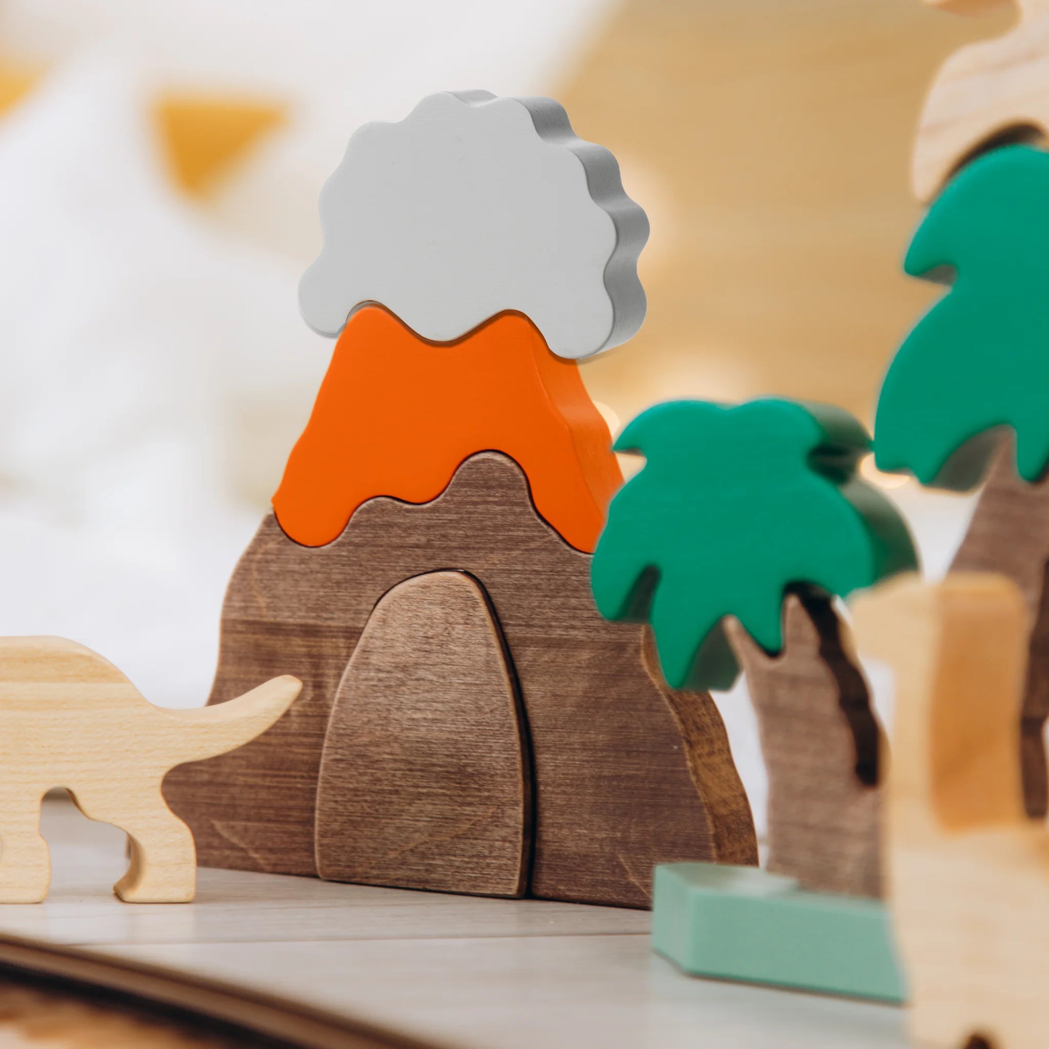 Montessori Wooden Thematic Play Set with Personalized Toy Car Eco-Friendly Wooden Trains Busypuzzle
