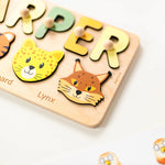 Personalized Wooden Name Puzzle with Animals - Custom Montessori Toddler Gift Wooden Name Puzzles Busypuzzle