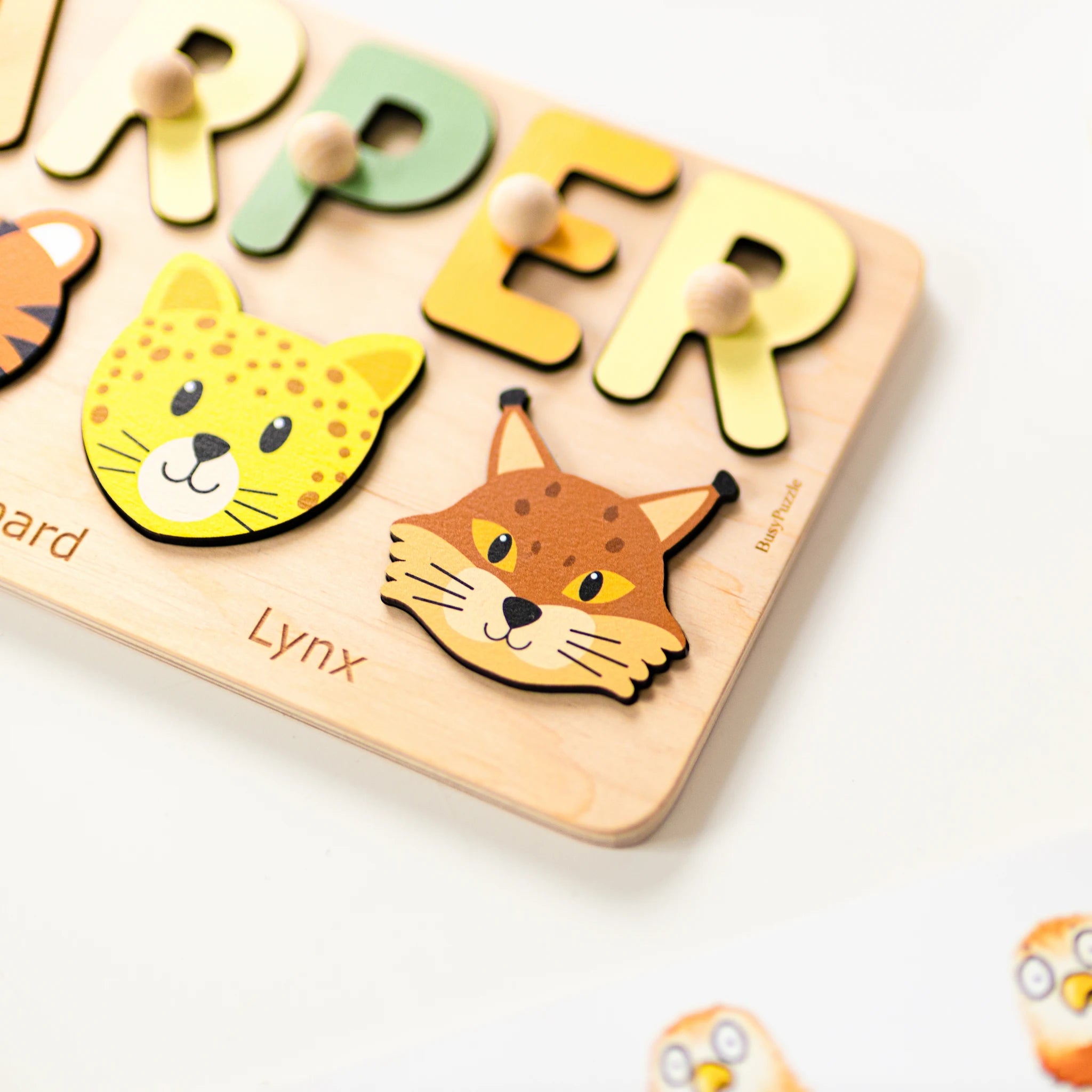 Personalized Wooden Name Puzzle with Animals - Custom Montessori Toddler Gift Wooden Name Puzzles Busypuzzle