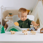 Montessori Wooden Thematic Play Set with Personalized Toy Car Eco-Friendly Wooden Trains Busypuzzle