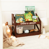 Dark Wood Montessori Bookshelf – Personalized Nursery Book Display