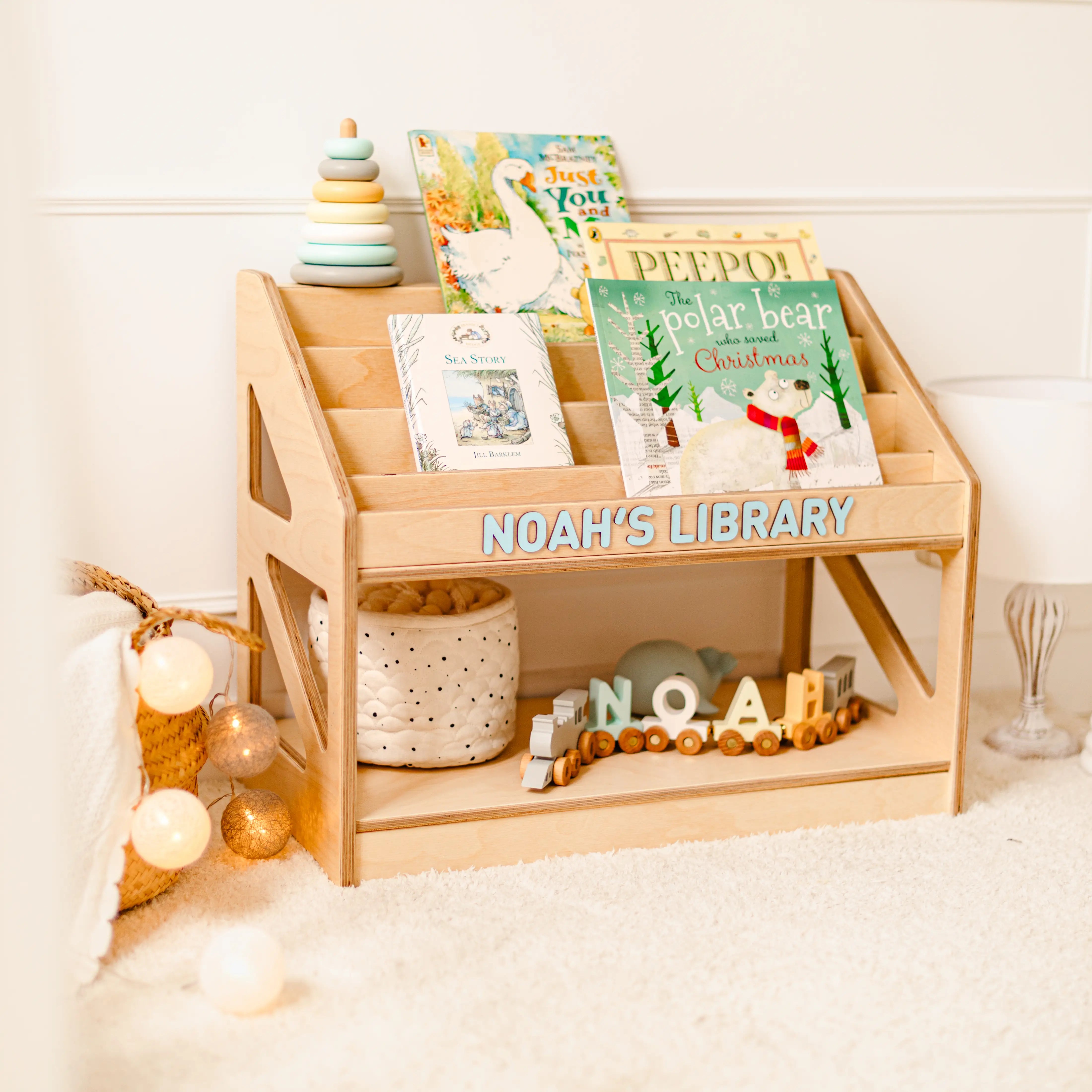 Personalized Montessori Bookshelf for Kids & Toddlers Nursery Furniture Busypuzzle