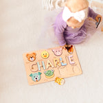 Personalized Wooden Name Puzzle with Animals - Custom Montessori Toddler Gift Wooden Name Puzzles Busypuzzle