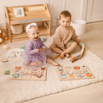 Natural Light Wood Montessori Bookshelf – Personalized Kids Book Display Nursery Furniture Busypuzzle