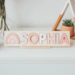 Personalized Rainbow Wooden Name Puzzle – Rainbow Baby Gift Wooden Name Puzzles Busypuzzle