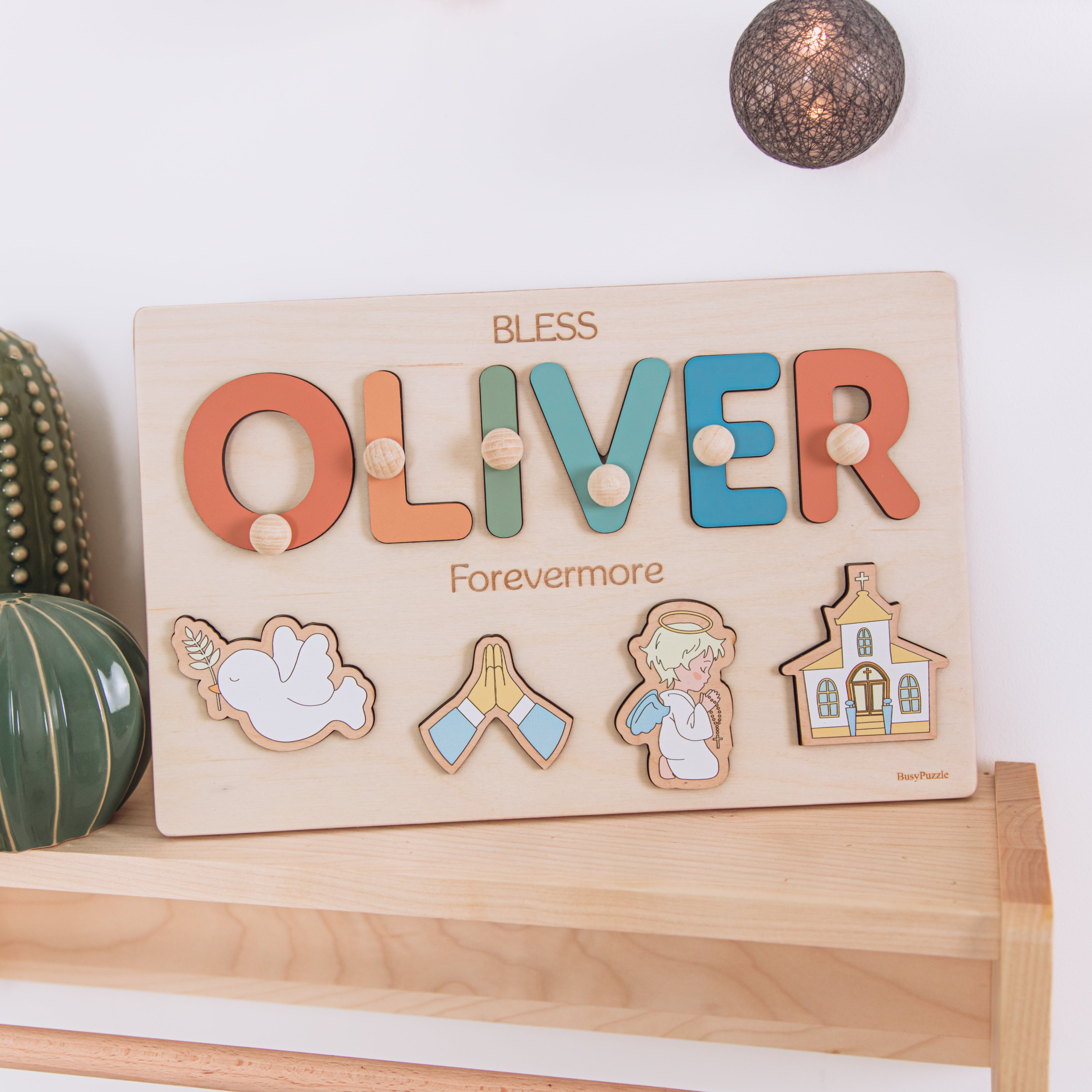 Baby Name Puzzle for Dedication – Christian Nursery Gift  Busypuzzle
